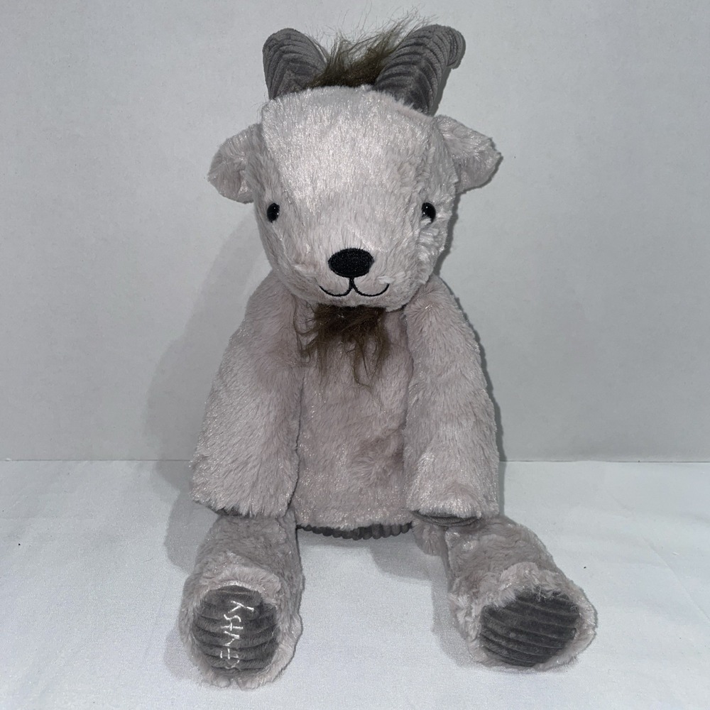 Scentsy Buddy Glendon the Goat Plush Grey Stuffed Animal Toy Zipper Scent Pocket